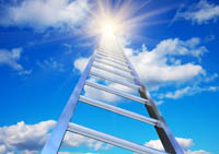 Career advancement ladder into sky 